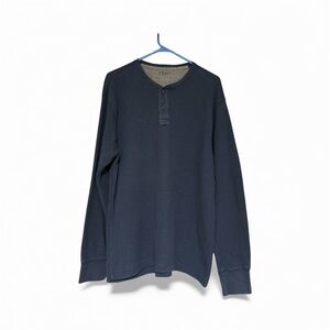 Izod Vintage Navy Waffle Knit Henley